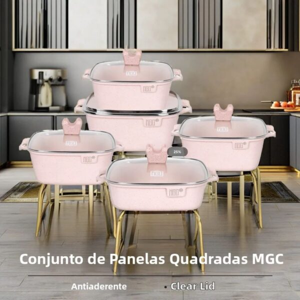 MGC 5-Piece Square Non-Stick Granite Cookware Set