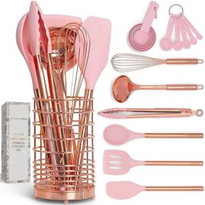 Silicone Kitchen Utensil Set with Wire Holder