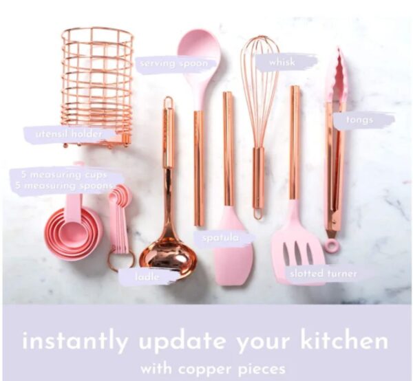 Silicone Kitchen Utensil Set with Wire Holder