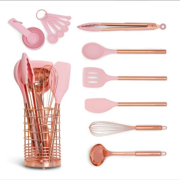 Silicone Kitchen Utensil Set with Wire Holder