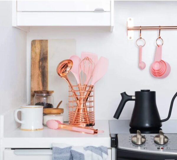 Silicone Kitchen Utensil Set with Wire Holder