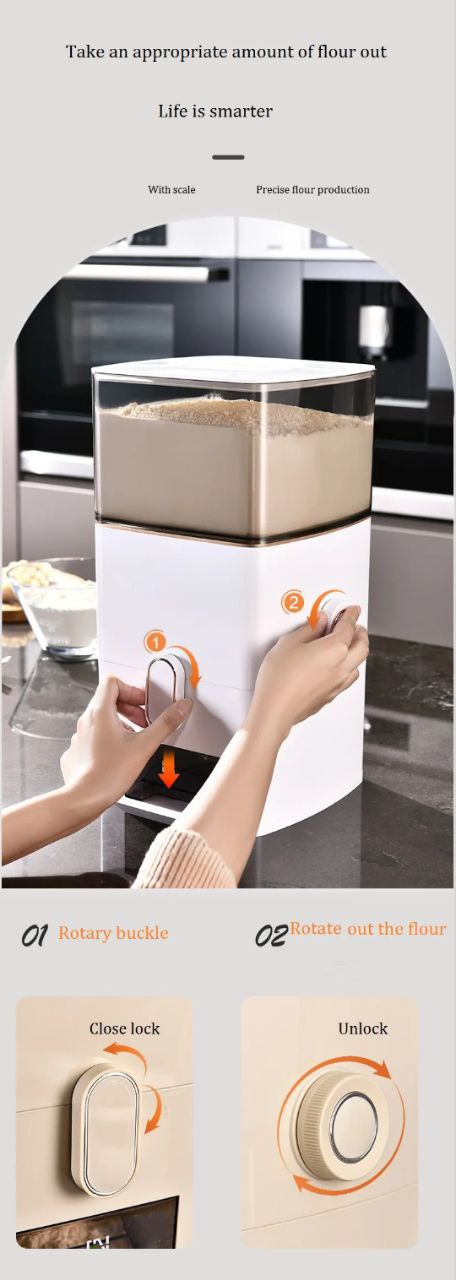 Large Capacity Airtight Rice & Dry Food Dispenser