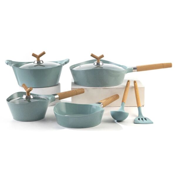 MGG 15-Piece Jade Series Non-Stick Ceramic Cookware Set