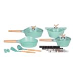 MGG 15-Piece Jade Series Non-Stick Ceramic Cookware Set