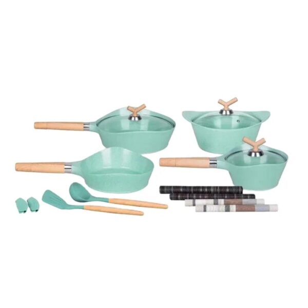 MGG 15-Piece Jade Series Non-Stick Ceramic Cookware Set