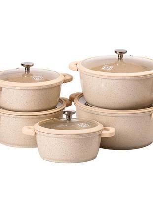 Make Grace Cooker 10-Piece Die-Cast Granite Stockpot Set