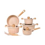 MGC 5-Piece Die-Cast Granite Cookware Set with Wood-Look Handles