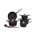MGC 5-Piece Die-Cast Granite Cookware Set with Wood-Look Handles