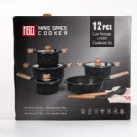 MGC 5-Piece Die-Cast Granite Cookware Set with Wood-Look Handles
