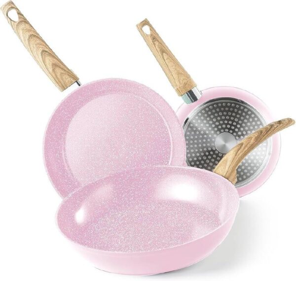 3-Piece Forged Aluminum Non-Stick Stone-Coated Frying Pan Set