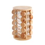 20-Piece Wooden Rotating Spice Rack with Glass Jars