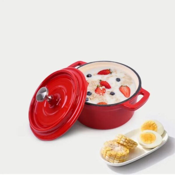 3-Set Mini Enameled Cast Iron with Wooden Serving Stand( Big size )