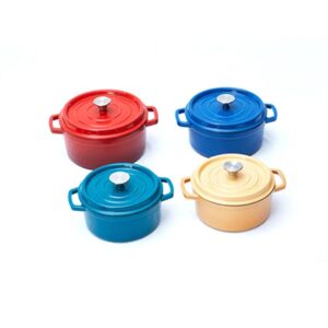 3-Set Mini Enameled Cast Iron with Wooden Serving Stand (Small size)
