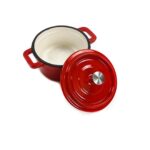 3-Set Mini Enameled Cast Iron with Wooden Serving Stand( Big size )