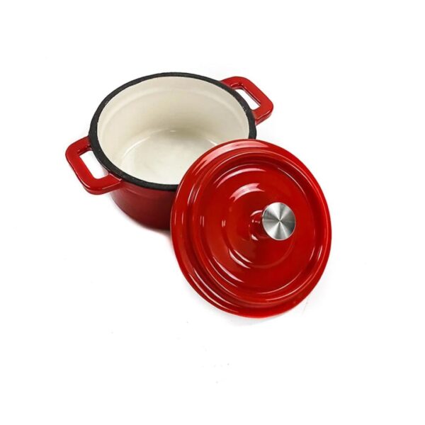 3-Set Mini Enameled Cast Iron with Wooden Serving Stand( Big size )