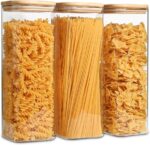 3-Piece Stackable Glass Storage Canister Set with Bamboo Lids (2400ml)