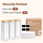 3-Piece Stackable Glass Storage Canister Set with Bamboo Lids (2400ml)