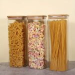 3-Piece Stackable Glass Storage Canister Set with Bamboo Lids (2400ml)