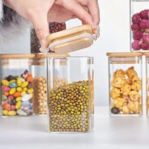 3-Piece Airtight Glass Storage Canister Set with Bamboo Lids (1000ml)