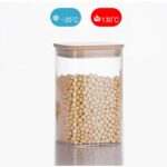 3-Piece Square Glass Storage Jar Set with Airtight Bamboo Lid (900ml)