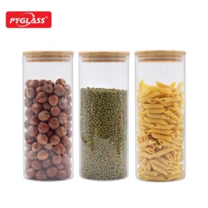 3-Piece Glass Canister Set with Bamboo Lids (1000ml)