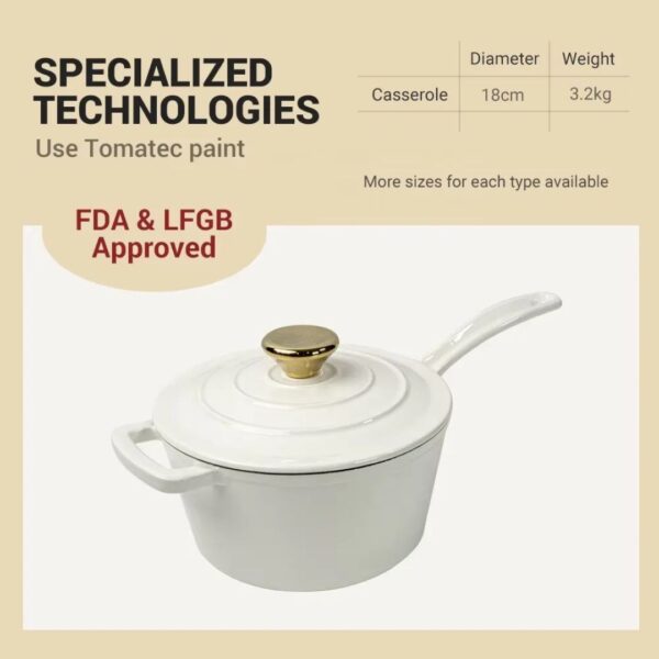 3-Quart Enameled Cast Iron saucepan with Gold Knob