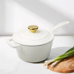 3-Quart Enameled Cast Iron saucepan with Gold Knob