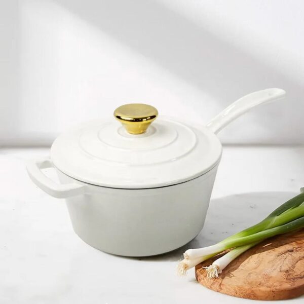 3-Quart Enameled Cast Iron saucepan with Gold Knob
