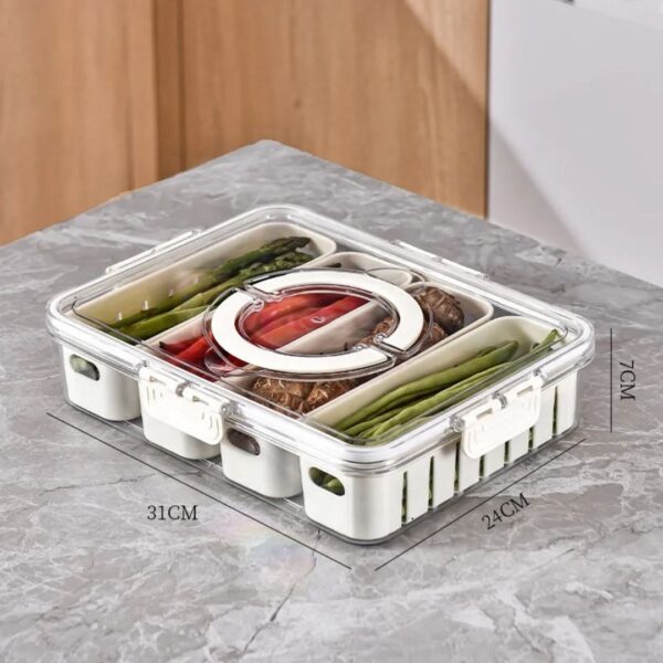 4-Compartment Divided Fridge Storage Container