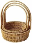 3-Piece Stackable Hand-Woven Basket Set with Handles (Round shape)