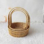 3-Piece Stackable Hand-Woven Basket Set with Handles (Round shape)