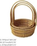 3-Piece Stackable Hand-Woven Basket Set with Handles (Round shape)