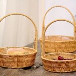3-Piece Stackable Hand-Woven Basket Set with Handles (Round shape)
