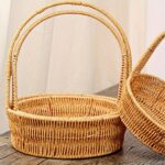 3-Piece Stackable Hand-Woven Basket Set with Handles (Round shape)