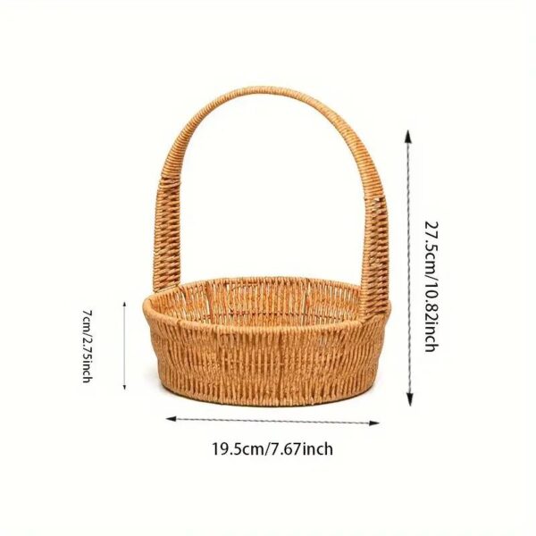 3-Piece Stackable Hand-Woven Basket Set with Handles (Round shape)