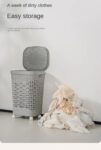 Portable Plastic Laundry Basket with Lid and Wheels
