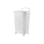 Portable Plastic Laundry Basket with Lid and Wheels