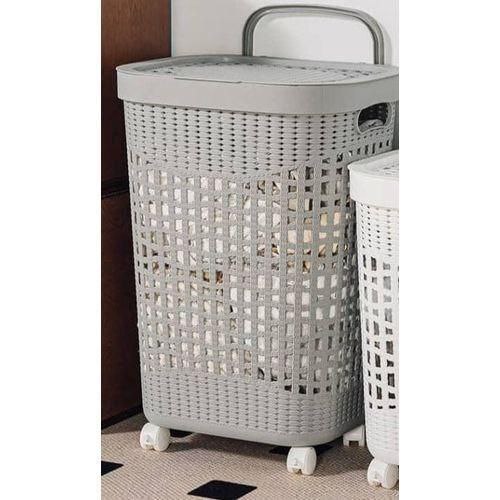 Portable Plastic Laundry Basket with Lid and Wheels