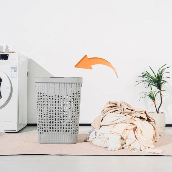 Portable Plastic Laundry Basket with Lid and Wheels