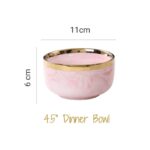 7-Piece Luxurious Pink Marble Ceramic Dinnerware Set