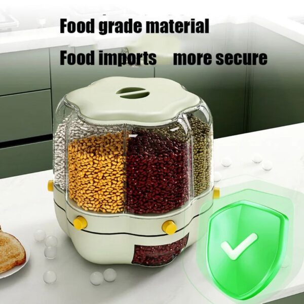 Multi-Compartment Rotating Dry Food Dispenser (Rice & Grain Storage)