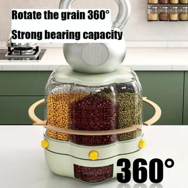 Multi-Compartment Rotating Dry Food Dispenser (Rice & Grain Storage)