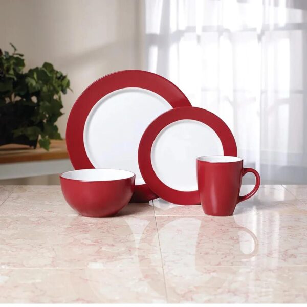 Harmony Red 16-Piece Stoneware Dinnerware Set