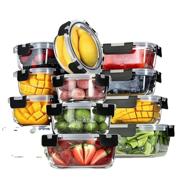 12-Piece Airtight Borosilicate Glass Meal Prep Storage Set