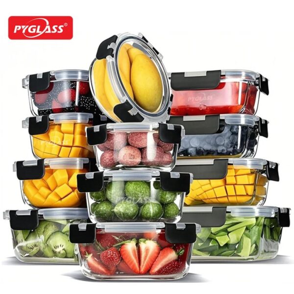 12-Piece Airtight Borosilicate Glass Meal Prep Storage Set