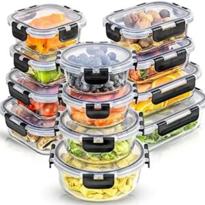 12-Piece Airtight Borosilicate Glass Meal Prep Storage Set