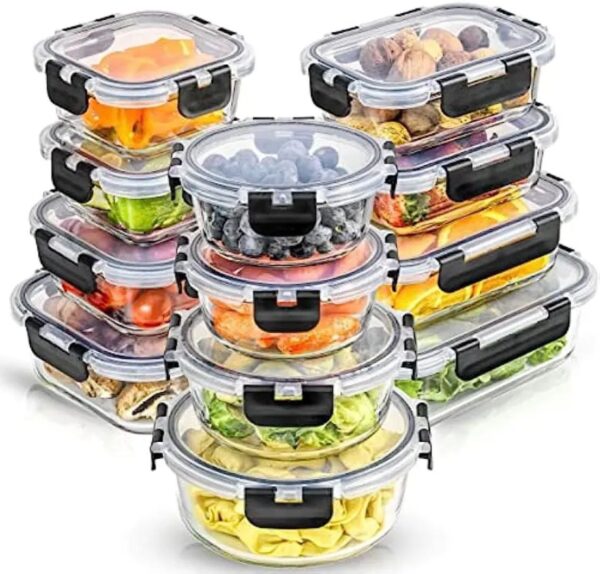 12-Piece Airtight Borosilicate Glass Meal Prep Storage Set