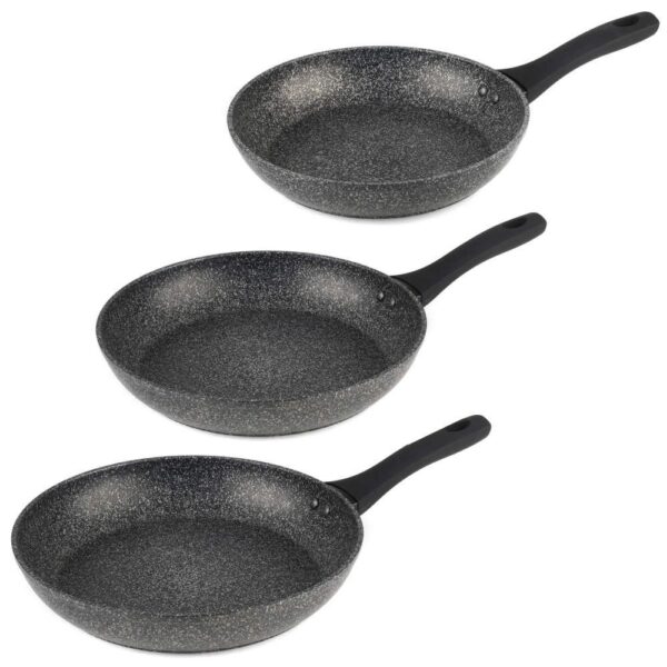 3-Piece Forged Aluminum Non-Stick Stone-Coated Frying Pan Set