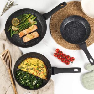 3-Piece Forged Aluminum Non-Stick Stone-Coated Frying Pan Set