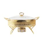 Elegant Round Gold Ceramic Chafing Dish